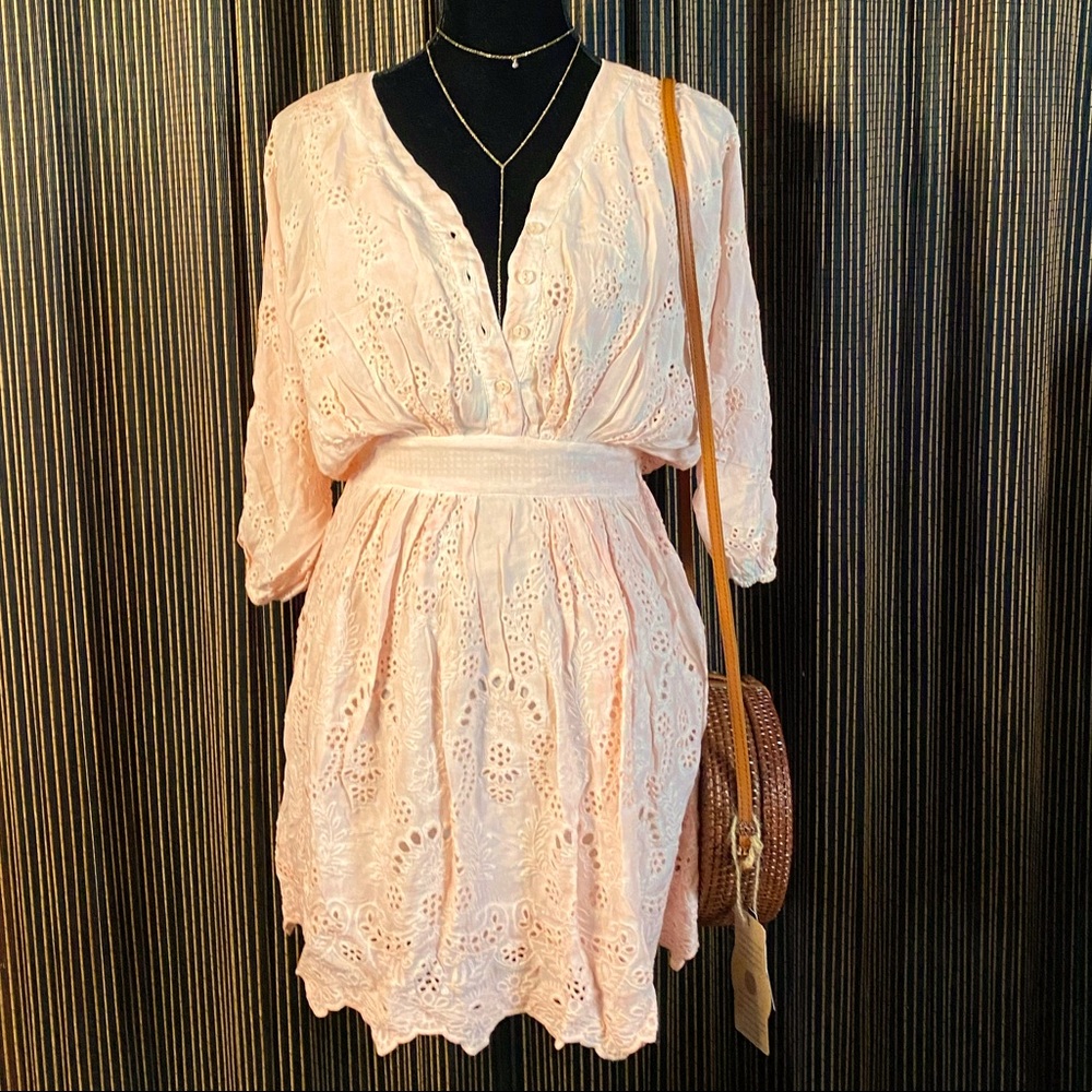 Young Fabulous & Broke Peach Eyelet Dress